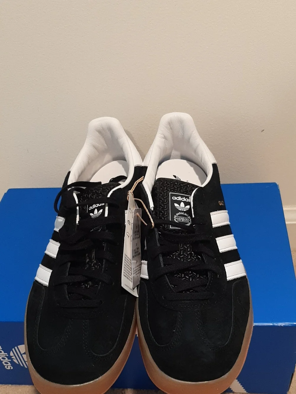 adidas Gazelle Indoor  Black White with Gum Sole NIB